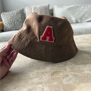 Brown bucket hat letter A